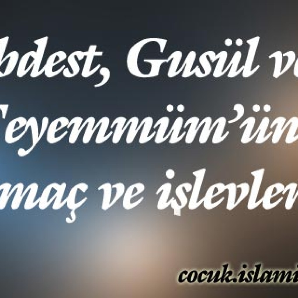 Abdest, Gusül ve Teyemmüm’ün Amaç ve İşlevleri Abdest, Gusül ve Teyemmüm’ün Amaç ve İşlevleri